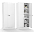 61" White Kitchen Pantry Cabinet with Adjustable Shelves and 2 Doors, Freestanding Assembly Required