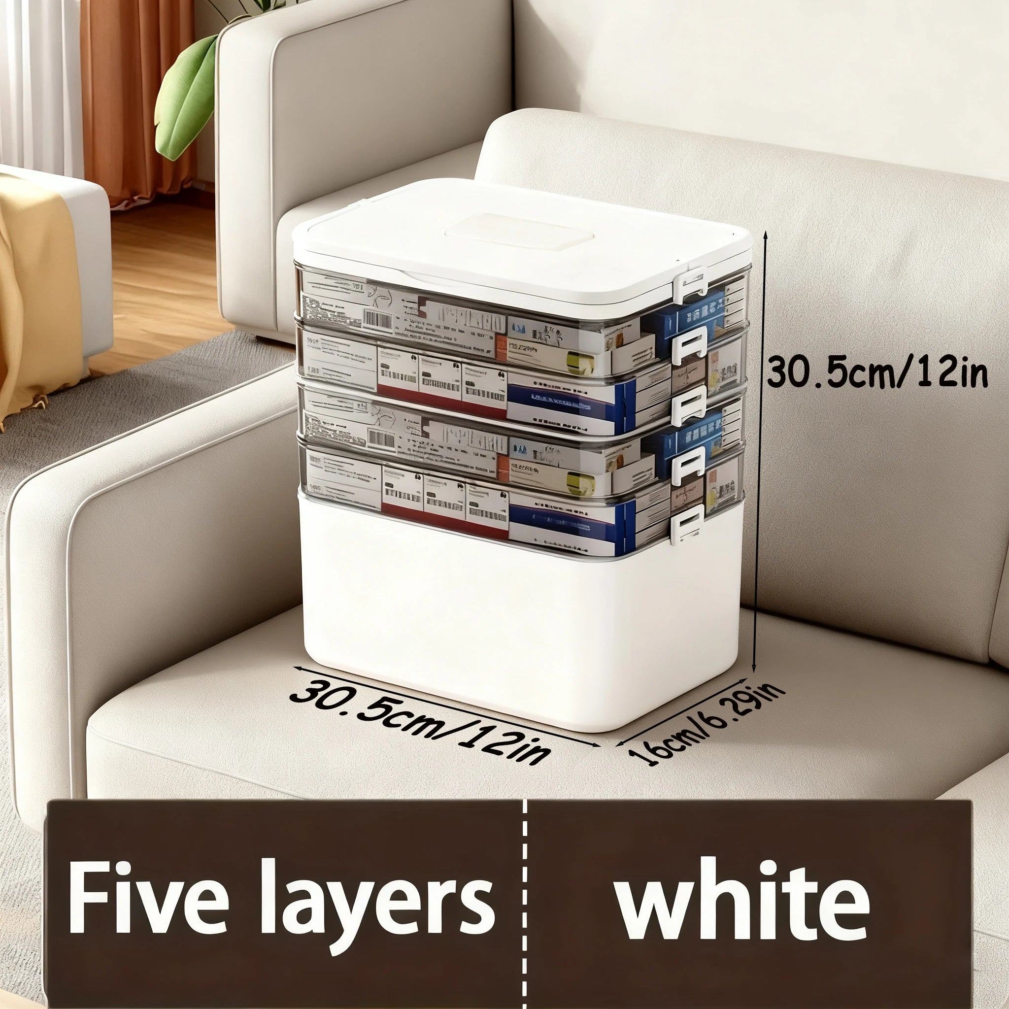 Multifunctional Multi-Layer Storage Box with Handle, Large/Extra-Large Size - for Stationery Storage, Sewing Supplies Storage, Office Supplies, Durable Waterproof Medicine Box/Medicine Case, Storage Box with Separate Small Me