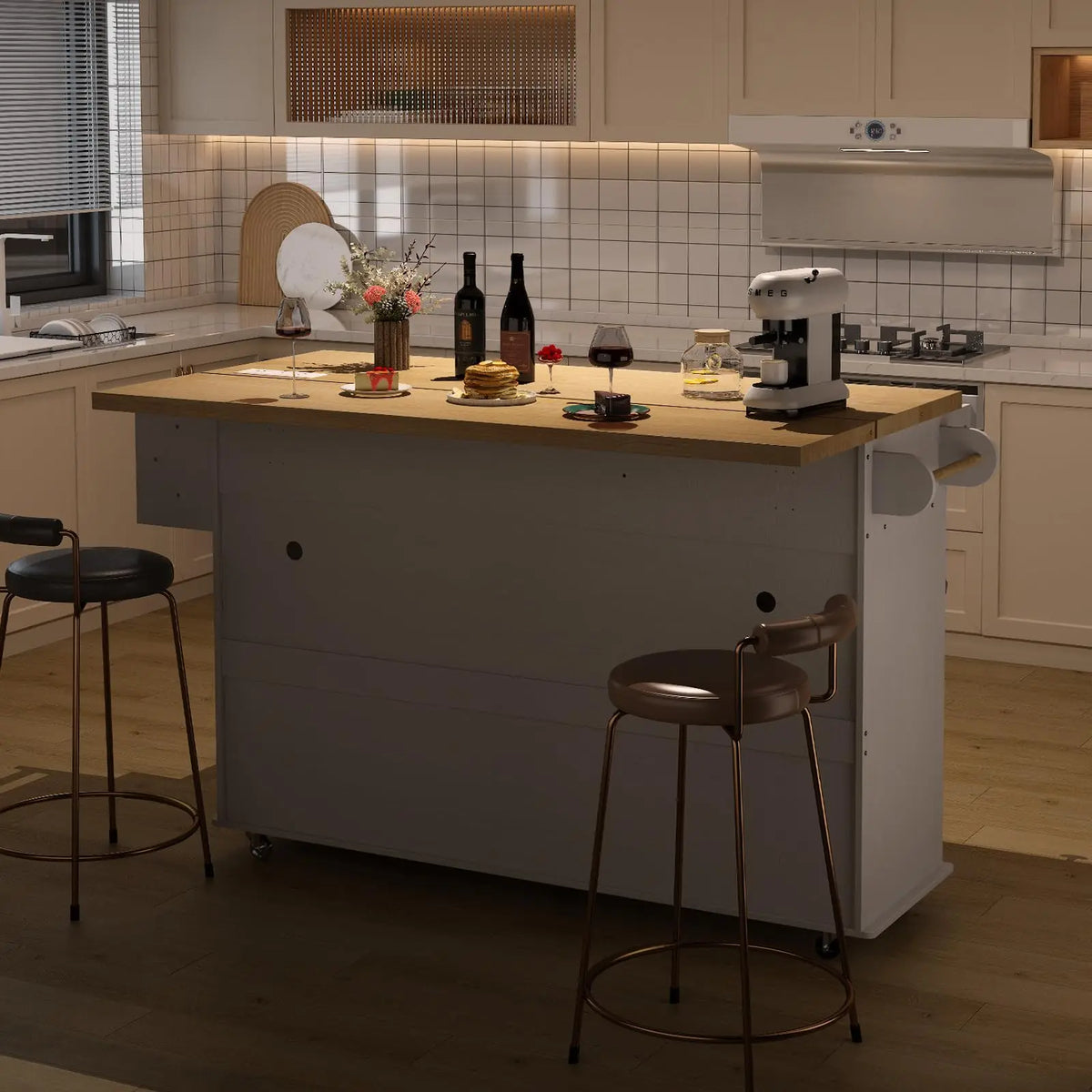 Rolling Trolleys Kitchen Island Table Drop Leaf